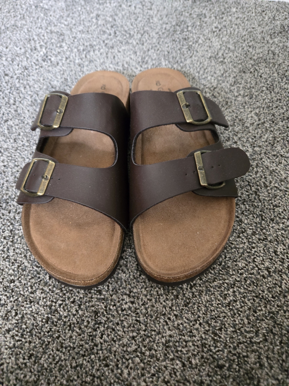 George Brown Double-Buckle Slide Sandals
